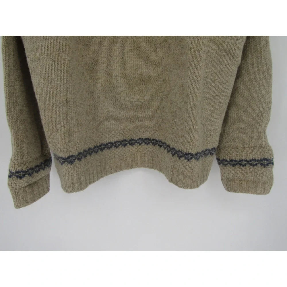 Eddie Bauer Sweater Mens XL Beige Wool Heritage Fair Isle Nordic Crew Neck